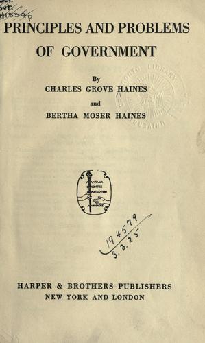 Cover for Principles and problems of government