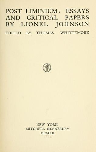 Cover for Post liminium