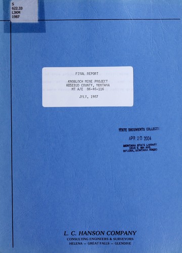 Cover for Knobloch Mine project Rosebud County, Montana
