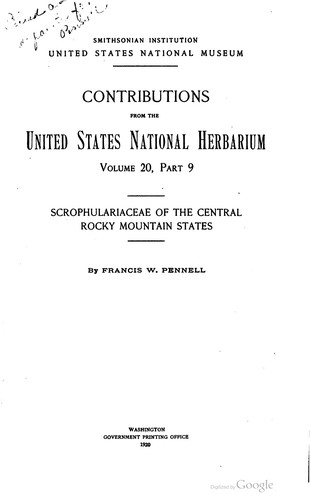 Cover for Scrophulariaceae of the central Rocky mountain states