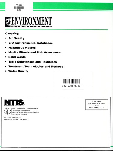 Cover for Environment highlights