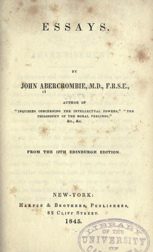 Cover for Essays