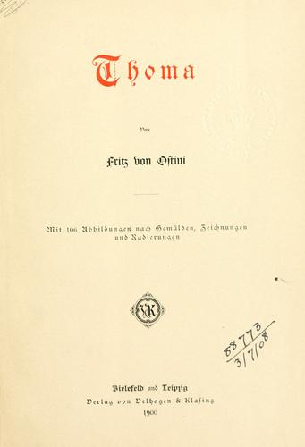 Cover for Thoma.