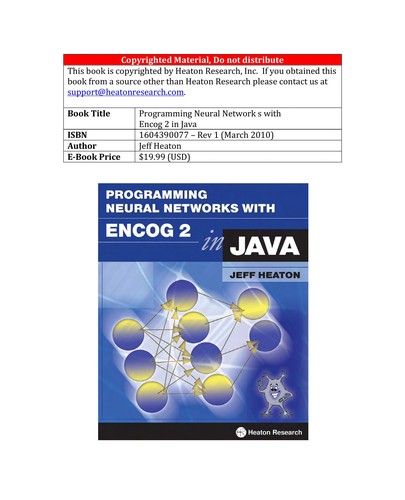 Cover for Programming neural networks with encog 2 in java