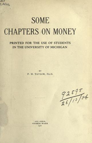 Cover for Some chapters on money.