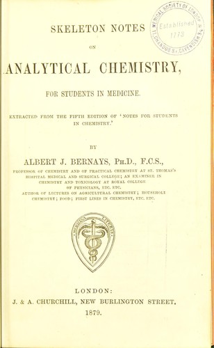 Cover for Skeleton notes on analytical chemistry
