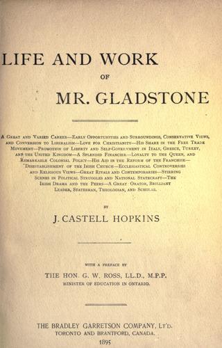 Cover for Life and work of Mr. Glastone by J. Castell Hopkins, with a preface by G.W. Ross.