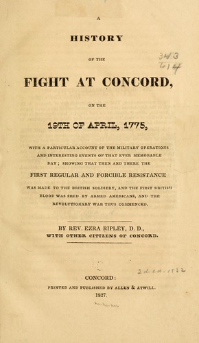 Cover for A history of the fight at Concord, on the 19th of April, 1775
