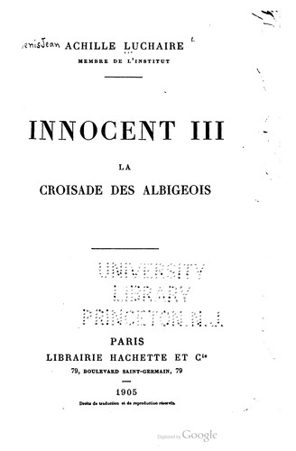 Cover for Innocent III. La croisade des Albigeois