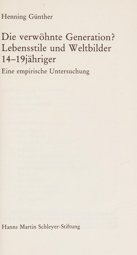 Cover for Die verwöhnte Generation?