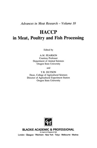 Cover for HACCP in meat, poultry and fish processing