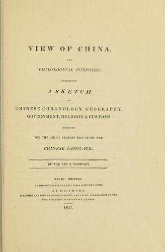 Cover for A view of China for philological purposes