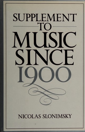 Cover for Supplement to Music since 1900