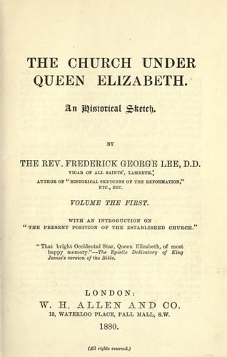 Cover for church under Queen Elizabeth