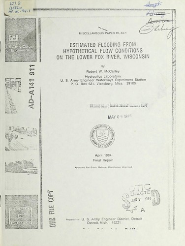 Cover for Estimated flooding from hypothetical flow conditions on the Lower Fox River, Wisconsin