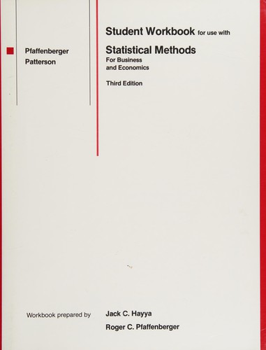 Cover for Student Workbook for Use With Statistical Methods for Business and Economics
