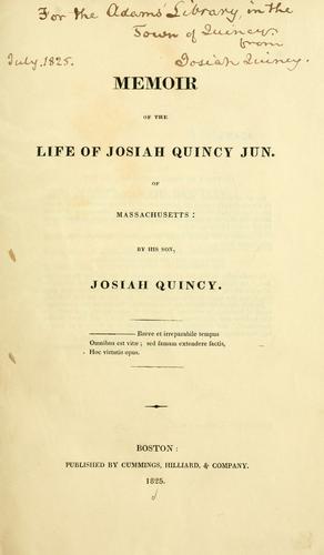 Cover for Memoir of the life of Josiah Quincy, jun., of Massachusetts