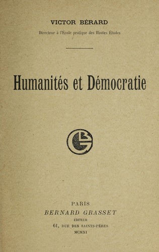 Cover for Humanite s et de mocratie