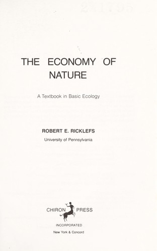 Cover for The economy of nature