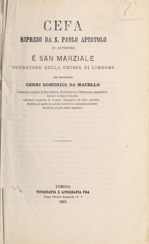Cover for Cefa ripreso da S. Paolo apostolo in Antiochia è San Marziale fondatore della chiesa di Limoges