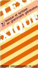 Cover for Lexique et syntaxe en grammaire générative