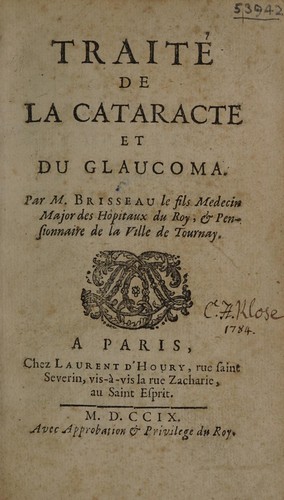 Cover for Traité de la cataracte et du glaucoma