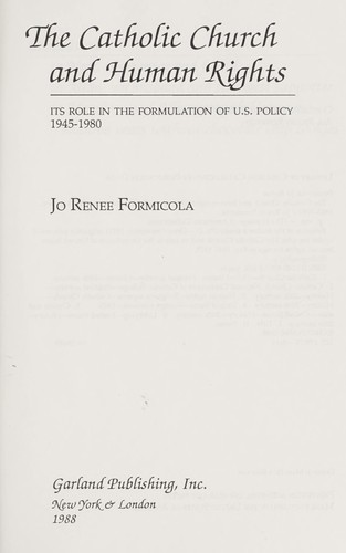 Cover for The Catholic Church and human rights