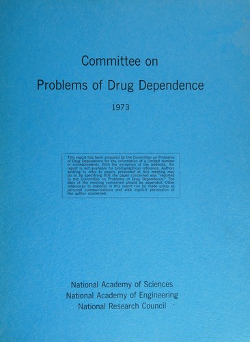 Cover for Committee on Problems of Drug Dependence 1973