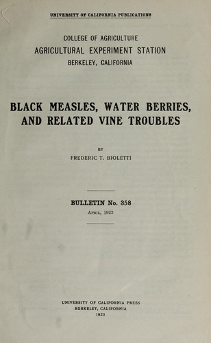 Cover for Black measles, water berries, and related vine troubles