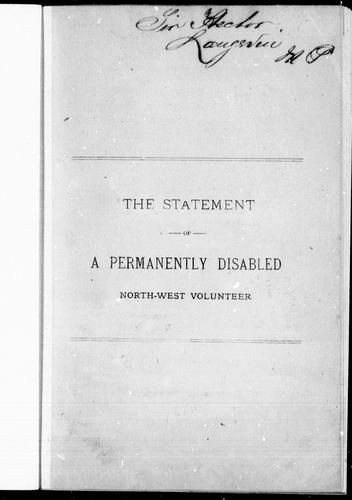 Cover for The statement of a permanently disabled North-West volunteer