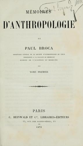 Cover for Mémoires d'anthropologie