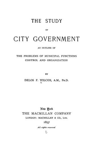Cover for The study of city government