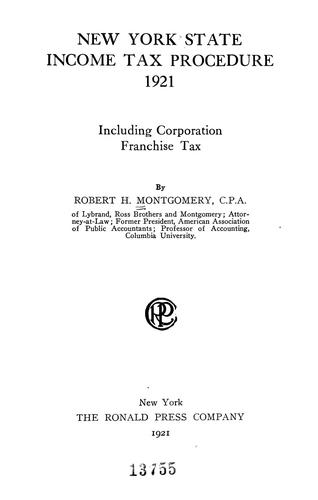 Cover for New York state income tax procedure, 1921