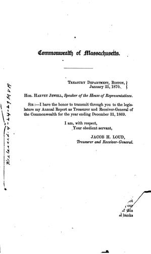 Cover for Report of the Treasurer and Receiver-General of the Commonwealth of ...