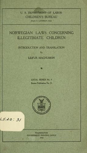 Cover for Norwegian laws concerning illegitimate children.