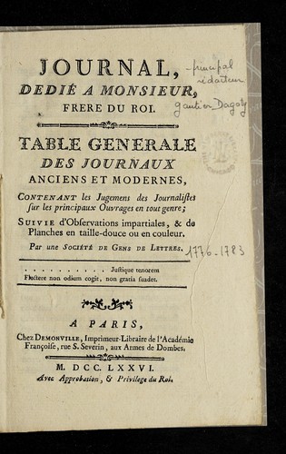 Cover for Journal dedie  a Monsieur, frere du roi