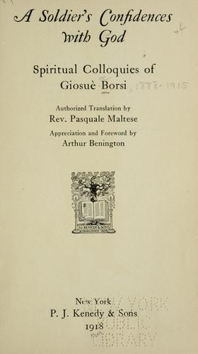 Cover for soldier's confidences with God