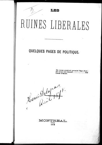 Cover for Les Ruines libérales