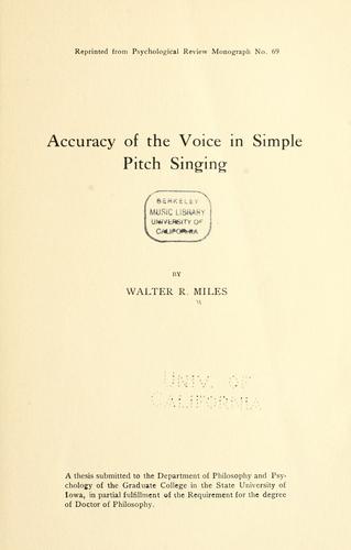 Cover for Accuracy of the voice in simple pitch singing