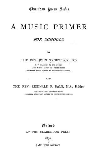 Cover for A music primer for schools