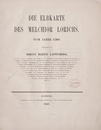 Cover for Die Elbkarte des Melchior Lorichs...