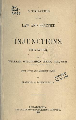 Cover for A treatise on the law and practice of injunctions.