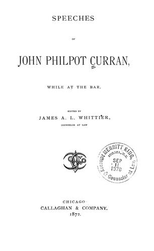 Cover for Speeches of John Philpot Curran