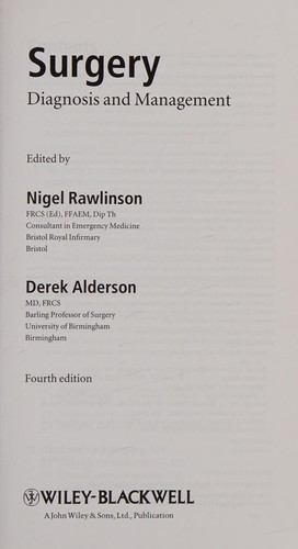 Cover for Surgery Diagnosis and Management