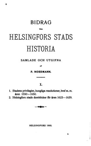 Cover for Bidrag till Helsingfors stads historia