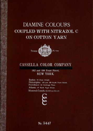 Cover for Diamine colours coupled with nitrazol C on cotton yarn