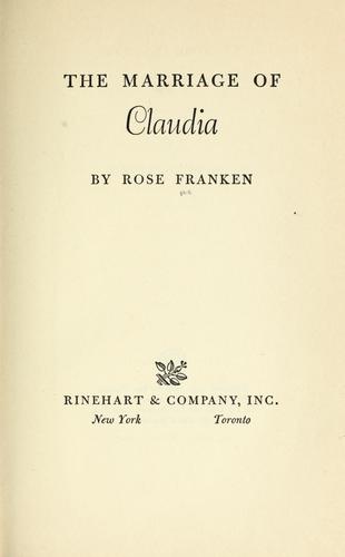 Cover for The marriage of Claudia.