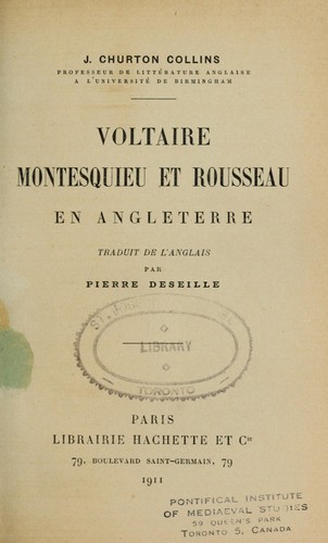 Cover for Voltaire, Montesquieu et Rousseau en Angleterre
