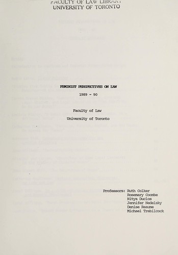 Cover for Feminist perspectives on law