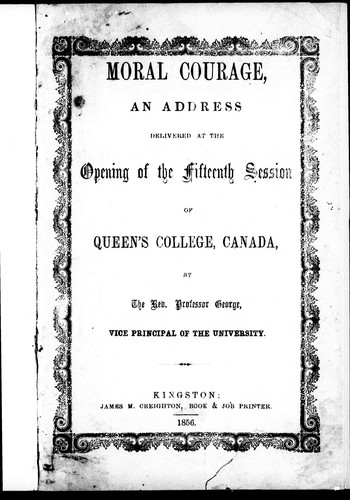 Cover for Moral courage